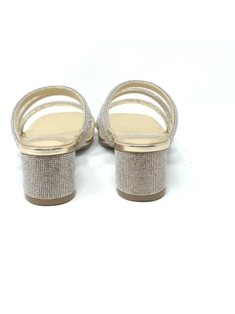 Jones New York Melly Gold Rhinestone Strappy Block Heel Sandals Size 9M - Picture 4 of 9